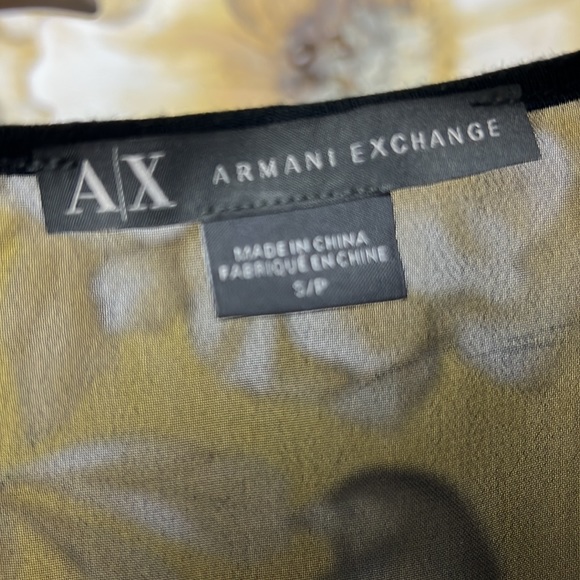 AX Armani Exchange Short Sleeve Top Tee with a beaded pocket Sz. S Sheer Back - Picture 5 of 9